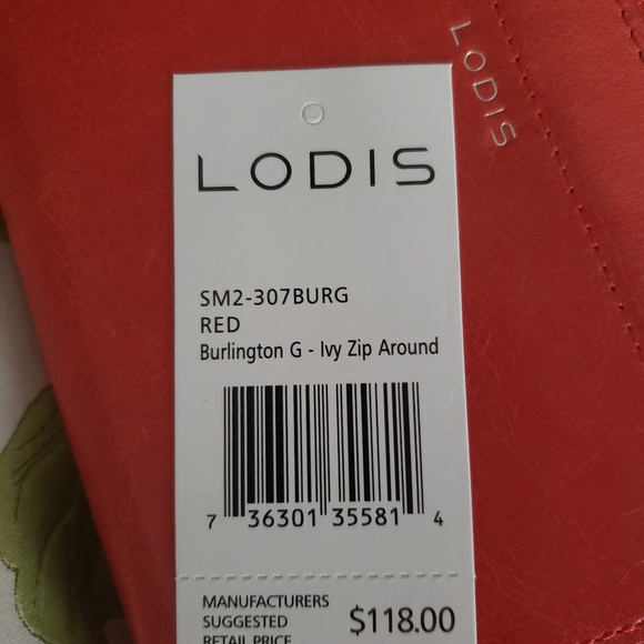 NWT LODIS Leather Wallet Zip Zippered Red - Picture 4 of 10